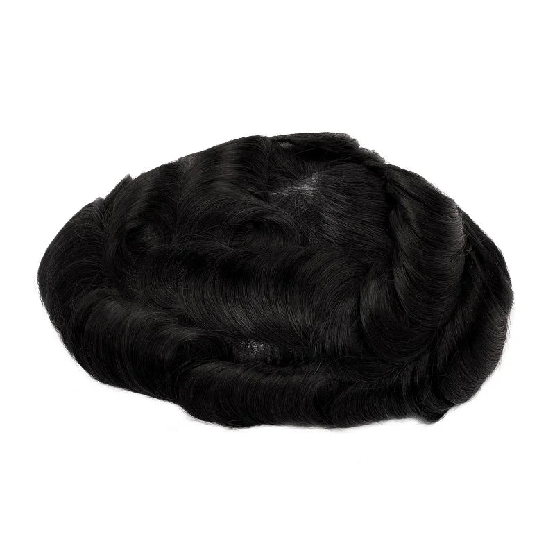 Topunique Full Swiss Lace 90% Light to Medium Light Men Toupee Capillary Prothesis Hair Piece For Men Hair Replacement System