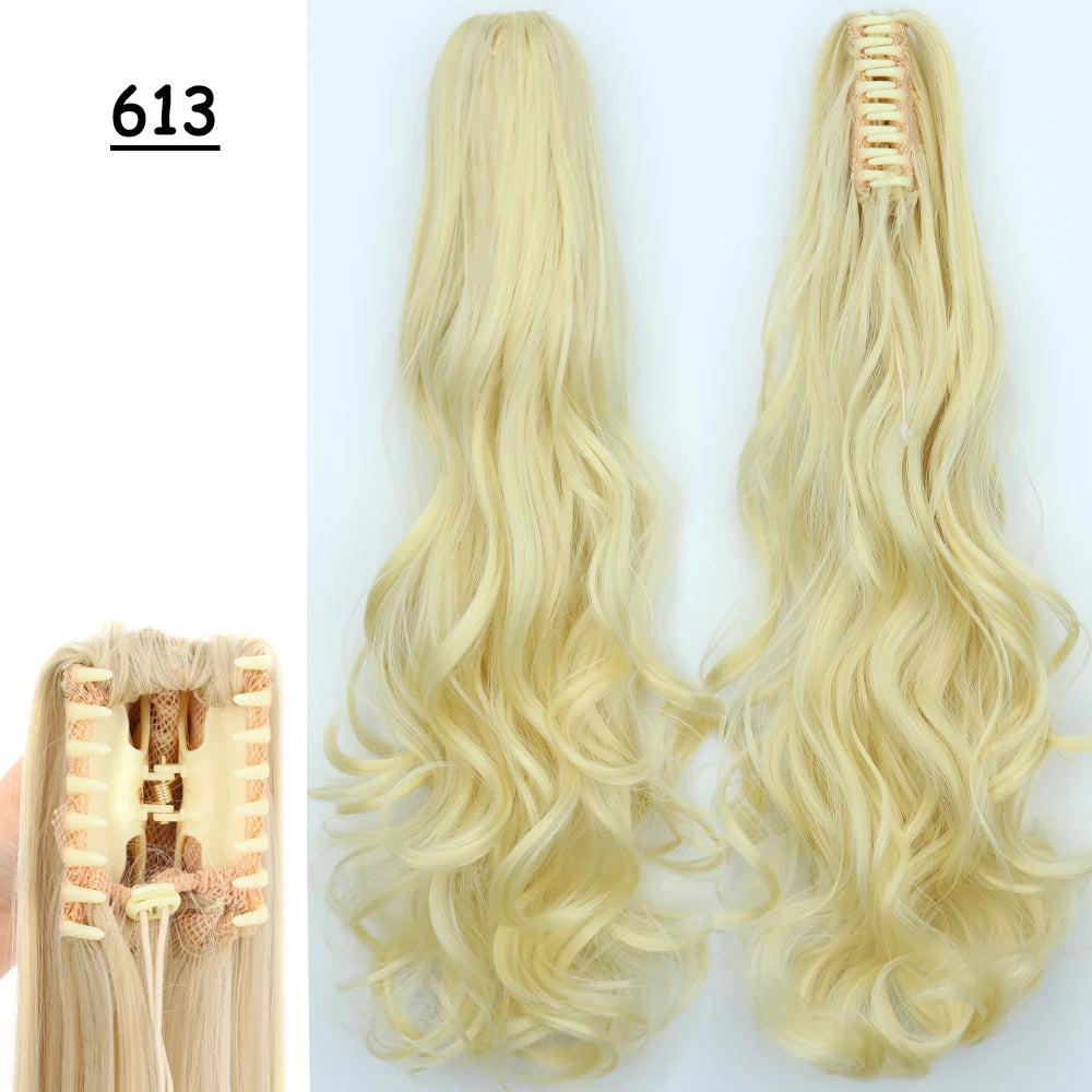 Synthetic Claw Clip Ponytail Hair Extension 24Inch Long Straight Ponytail Hair For Women Black Brown Pony Tail Hair Hairpiece