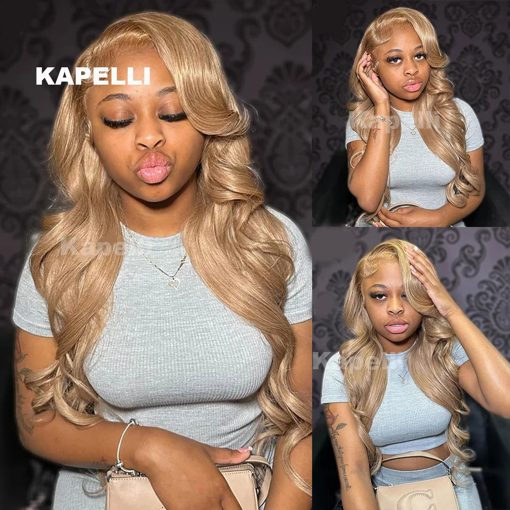 #27 Honey Blonde Human Hair Bundles with Closure Body Wave Bundles Hair With 4x4 Closure Brazilian Hair Weave Bundles Hair Remy