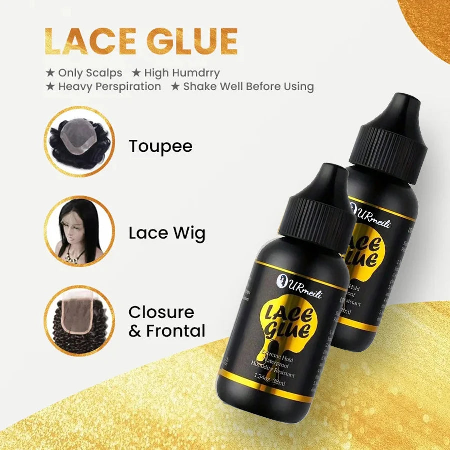 6Pcs Lace Wig Glue Kit with Lace Tint Spray Wig Installation Tool Set Includes Hair Wax Stick Lace Adhesive And Glue Remover