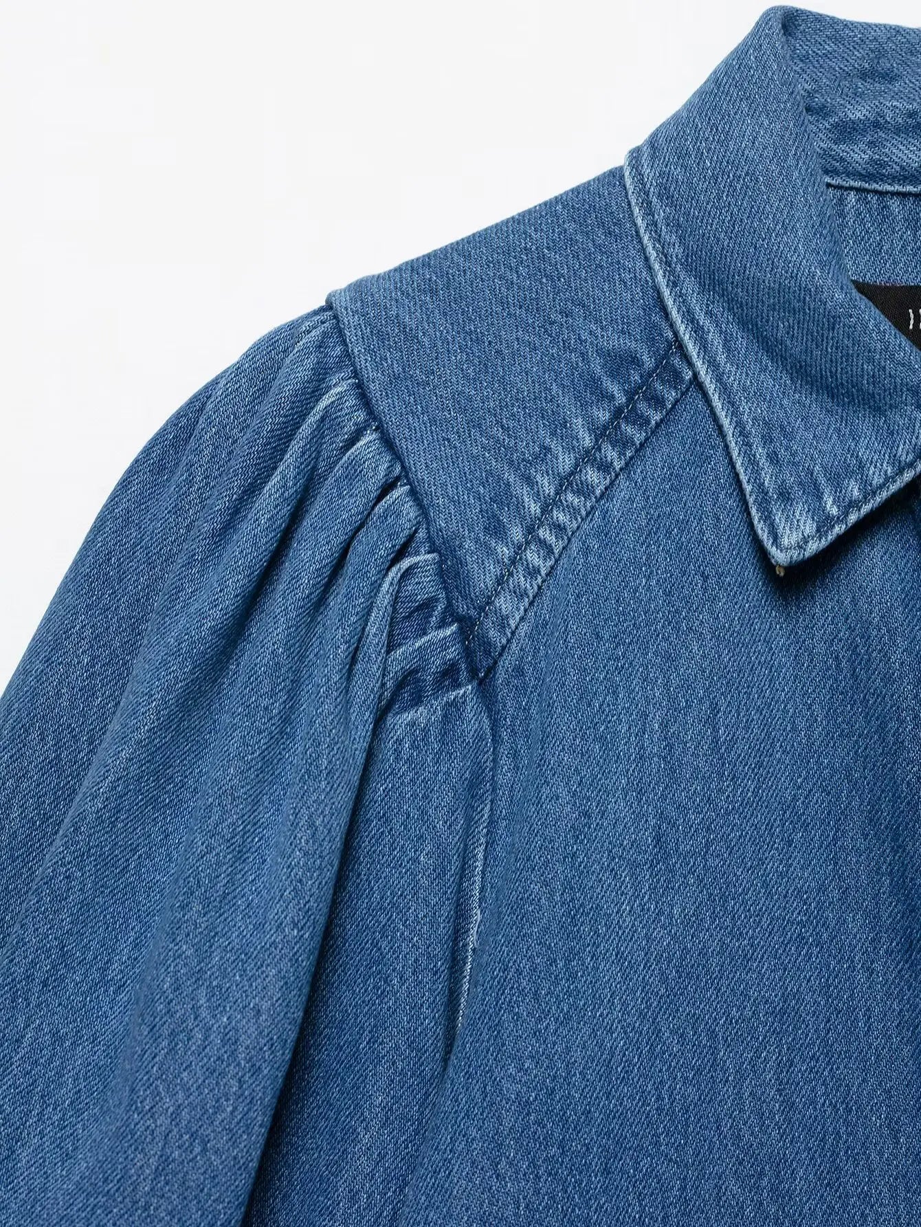 TRAFNLZGMSJ 2025 Spring Summer Casual Women's Denim Blouse Collar Single Breasted Loose Blouse New Fashion Shirts