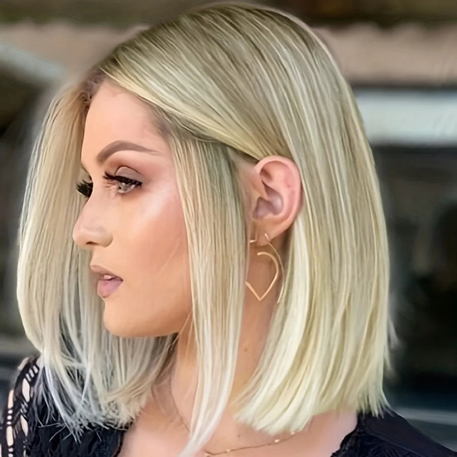 Blond mix Wig BoBo Head New Chemical Fiber Headgear Synthetic Wig Woman