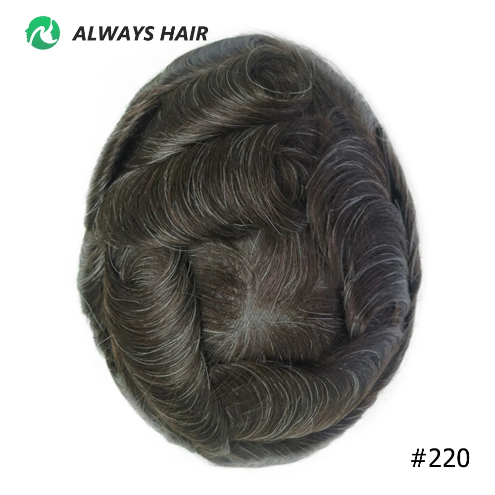 0.12-0.14mm PU Men Toupee Full Thickness Skin Indian Human Hair Men's Capillary Prothesis 130% Density Wig Man