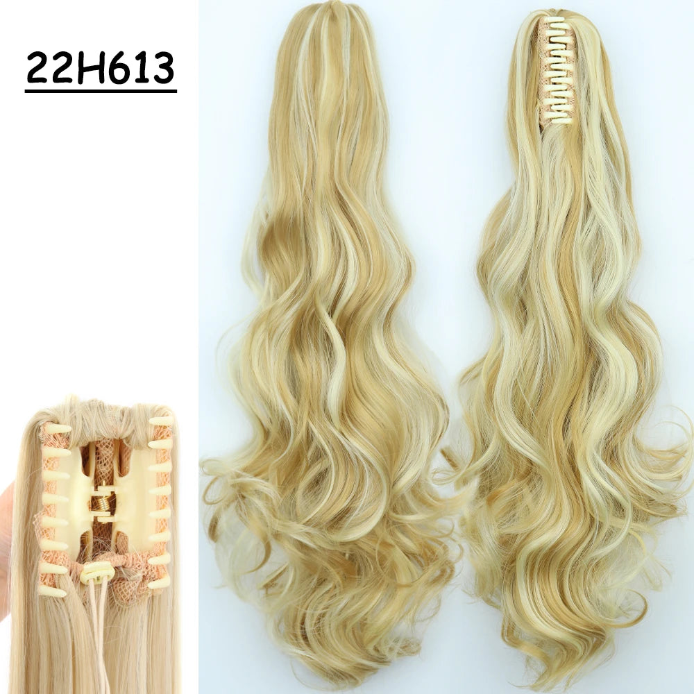 Synthetic Claw Clip Ponytail Hair Extension 24Inch Long Straight Ponytail Hair For Women Black Brown Pony Tail Hair Hairpiece