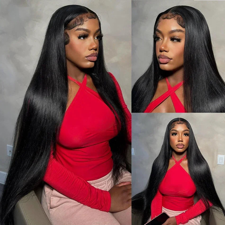 200 Density 13x4 13x6 Full Frontal 360 HD Transparent Lace 40 46 Inch Long Straight 5x5 Closure Human Hair Pre plucked Wigs