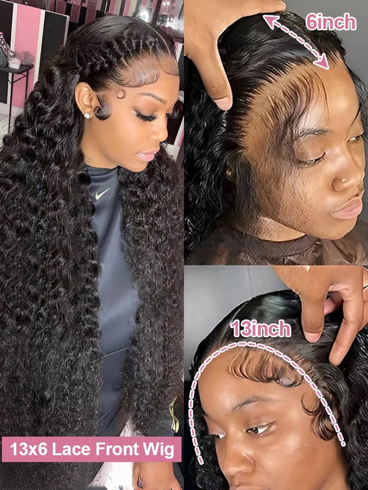 40 46 Inch 13x6 Hd Loose Deep Wave Lace Frontal Wig Brazilian 13x4 360 Full Water Curly Human Hair Wigs For Women 300% Density