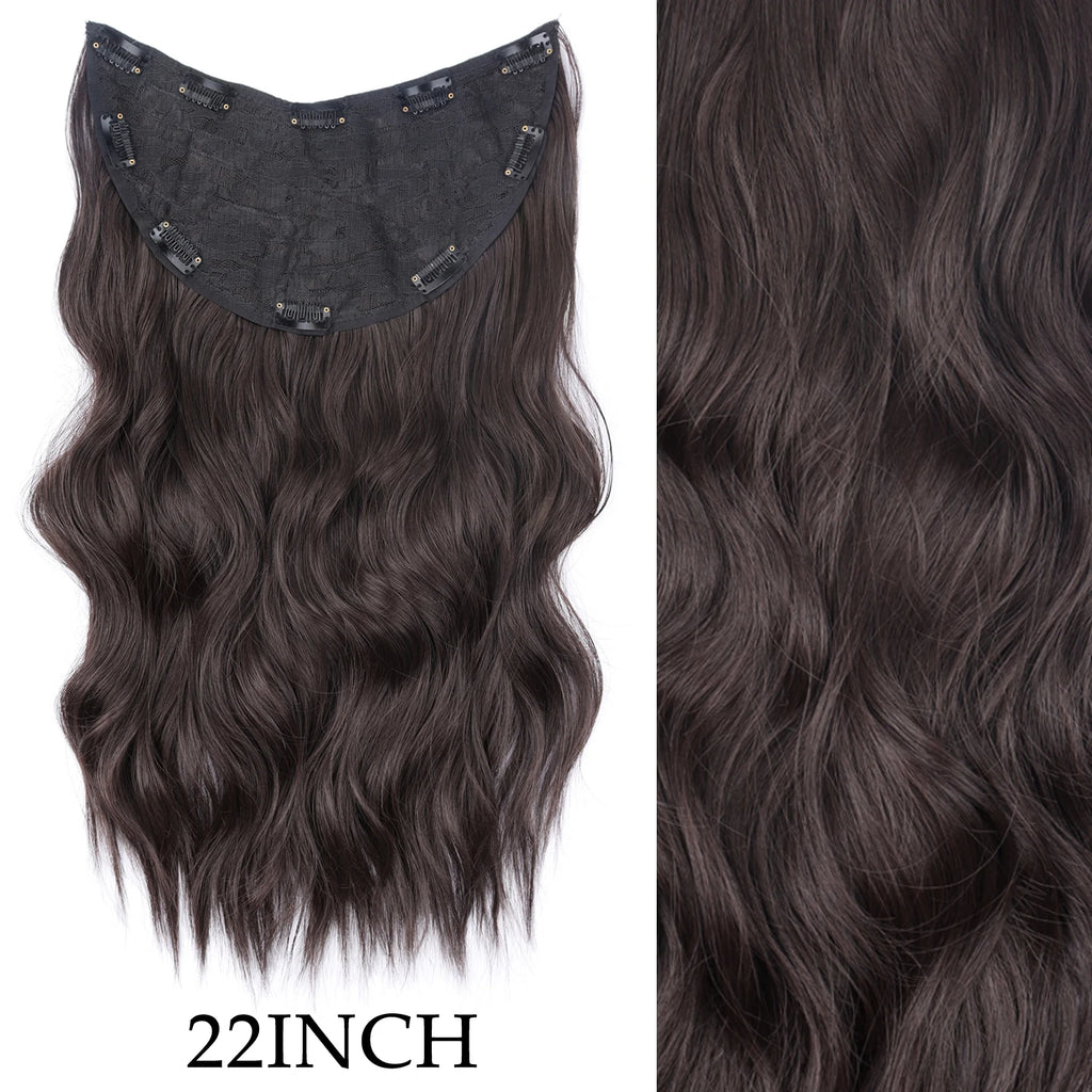 Long Straight Hairstyle 16 Clips 7Pcs/Set Hair Extensions Natural Synthetic Blonde Black Hairpieces Heat Resistant For Women