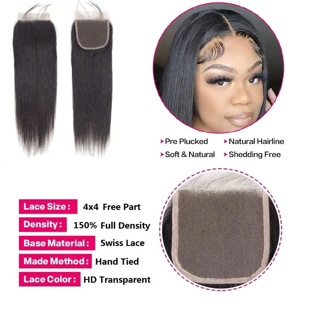 Ombre Bundles With Closure Brazilian Hair Weave Bundles With Closure Brown T4/30 Colored Human Hair Bundles With Closure