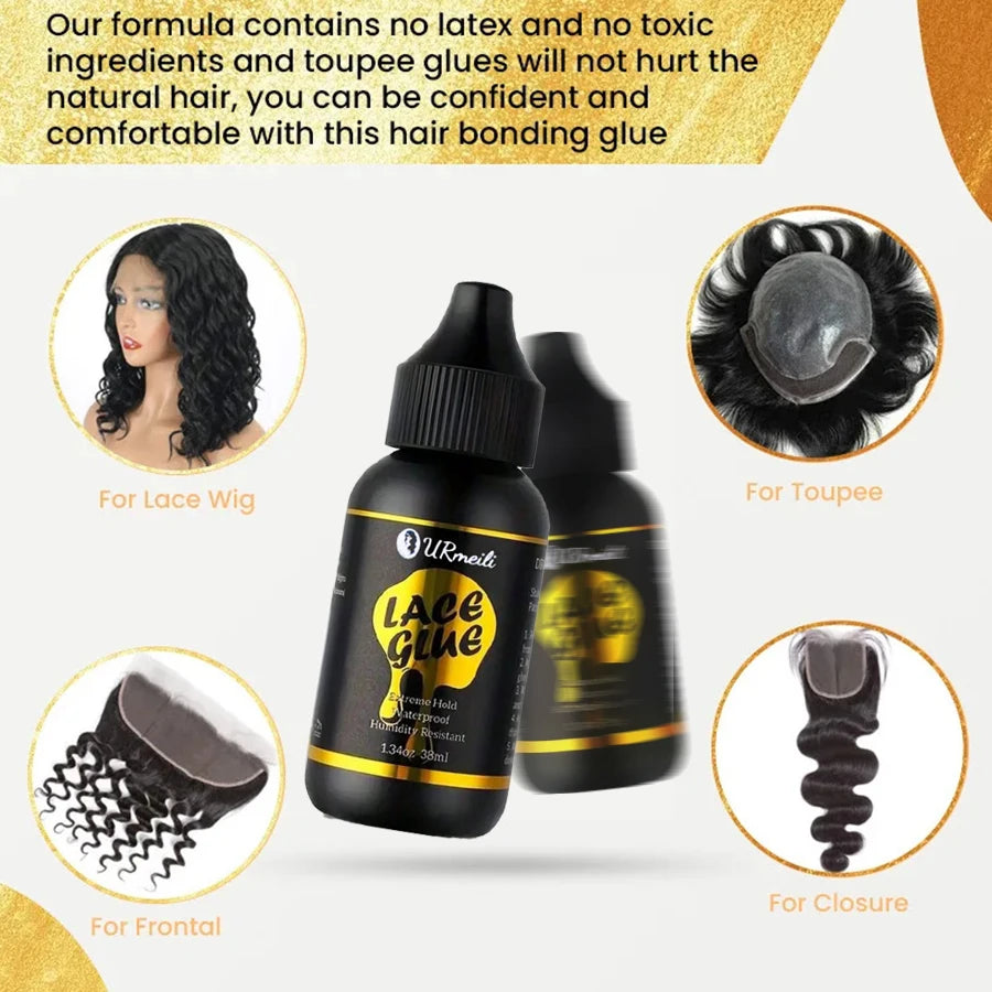 6Pcs Lace Wig Glue Kit with Lace Tint Spray Wig Installation Tool Set Includes Hair Wax Stick Lace Adhesive And Glue Remover