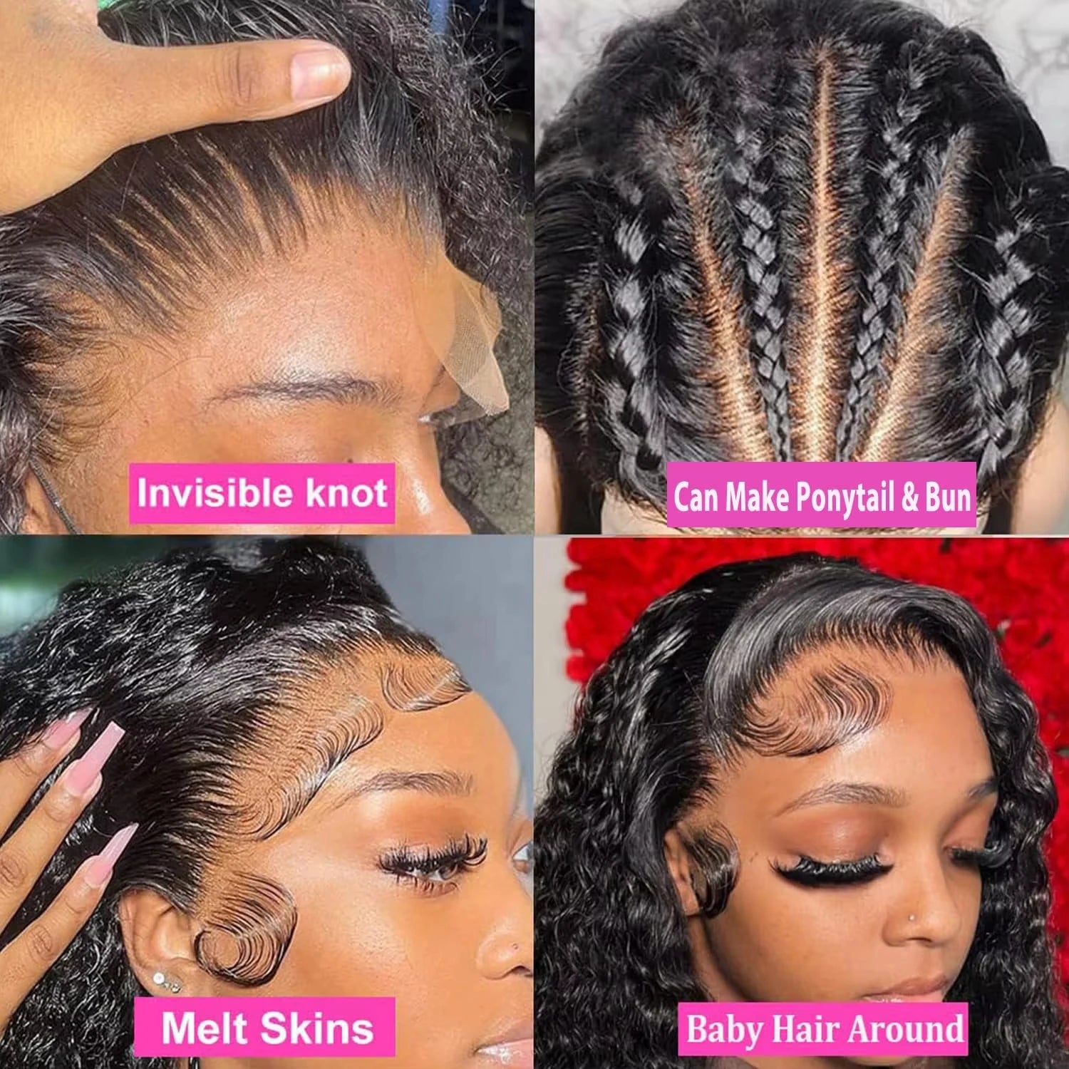 Invisible Strap 360 HD Full Lace Wig Human Hair Glueless Wig Pre Cut Lace 200 Density Deep Curly 360 Lace Front Wig Preplucked