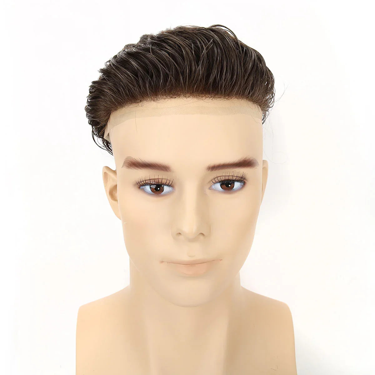 Topunique Full Swiss Lace 90% Light to Medium Light Men Toupee Capillary Prothesis Hair Piece For Men Hair Replacement System