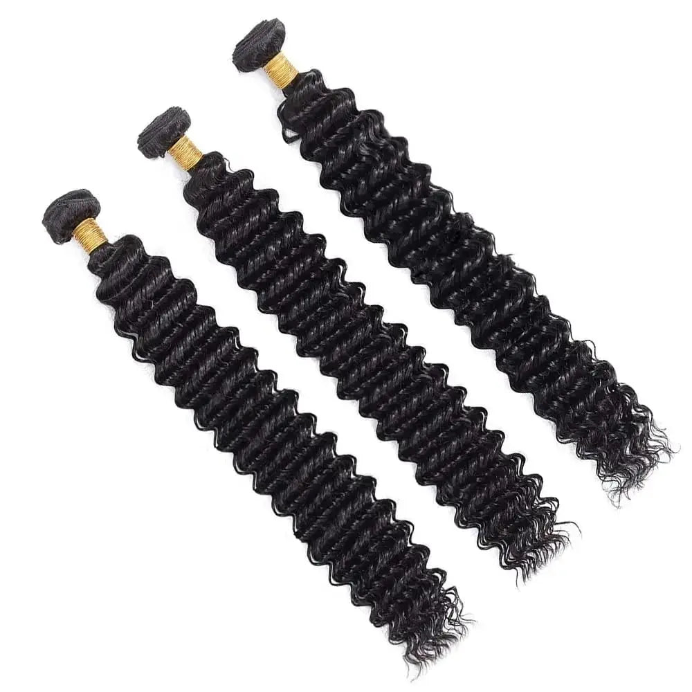 Burmese Curly Deep Wave Human Hair Bundles With 13X4 Frontal Closure Bundle Deals 100% Raw Human Hair Weaving Curly Hair Bundle
