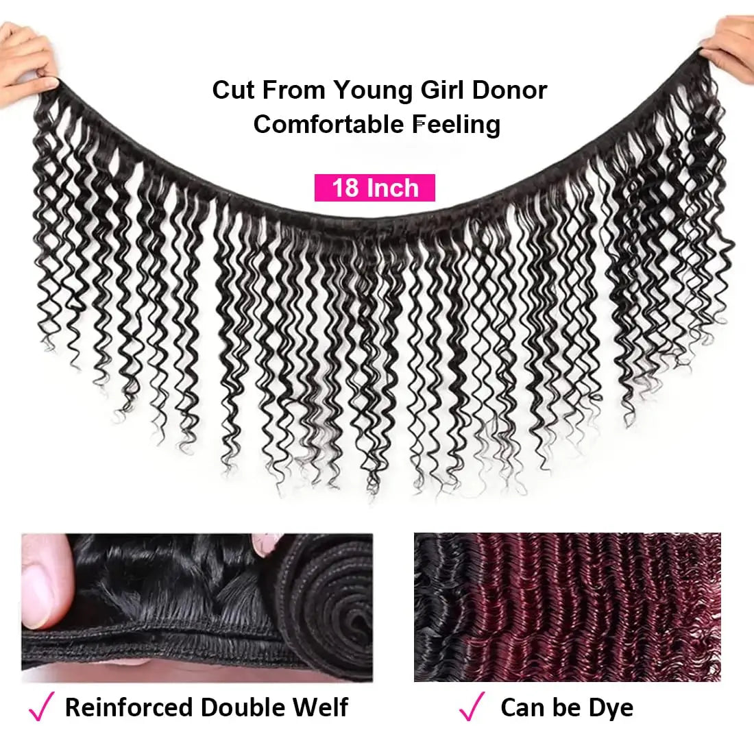 Human Hair Bundles with Closure Deep Wave 3 Bundles with 4x4 Lace Closure 100% Unprocessed Brazilian Virgin Curly Closure Bundle