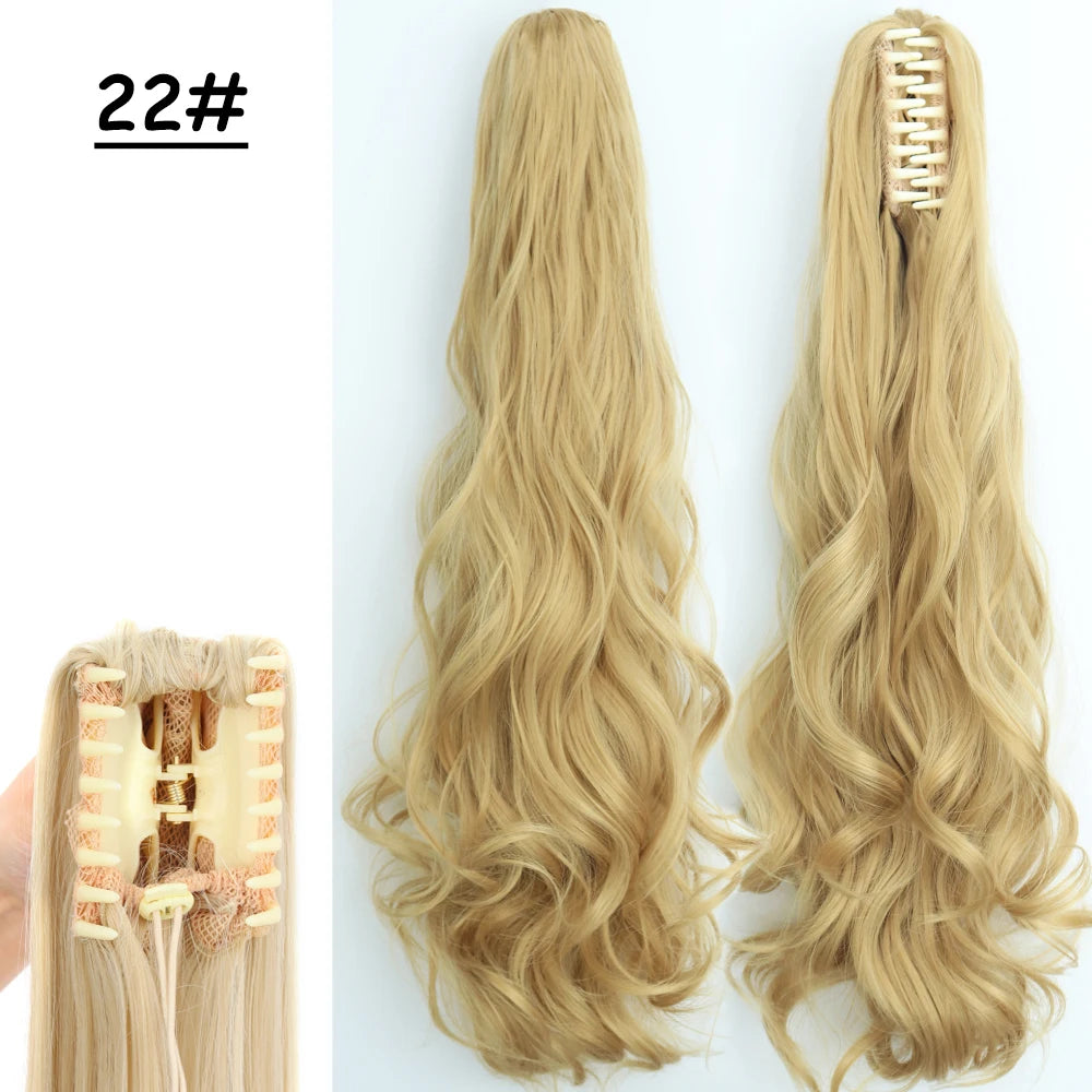 Synthetic Claw Clip Ponytail Hair Extension 24Inch Long Straight Ponytail Hair For Women Black Brown Pony Tail Hair Hairpiece