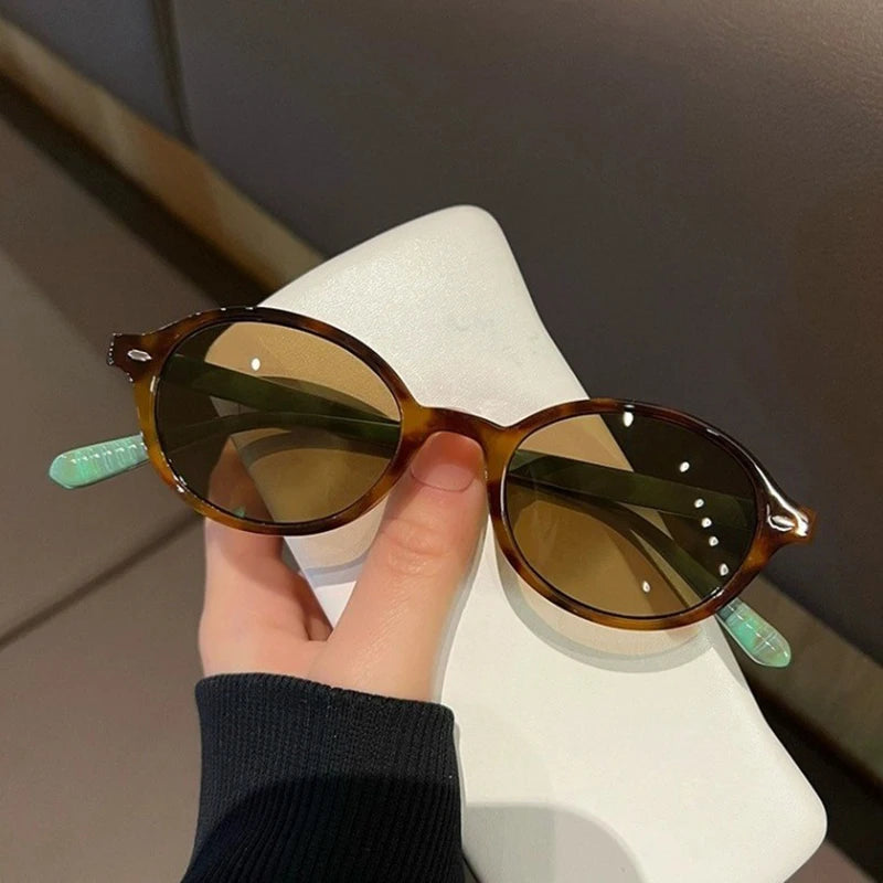 New Vintage Oval Sunglasses Women Men Luxury Brand Small Rectangle Sun Glasses Female Small Ellipse Eyewear Oculos De Sol