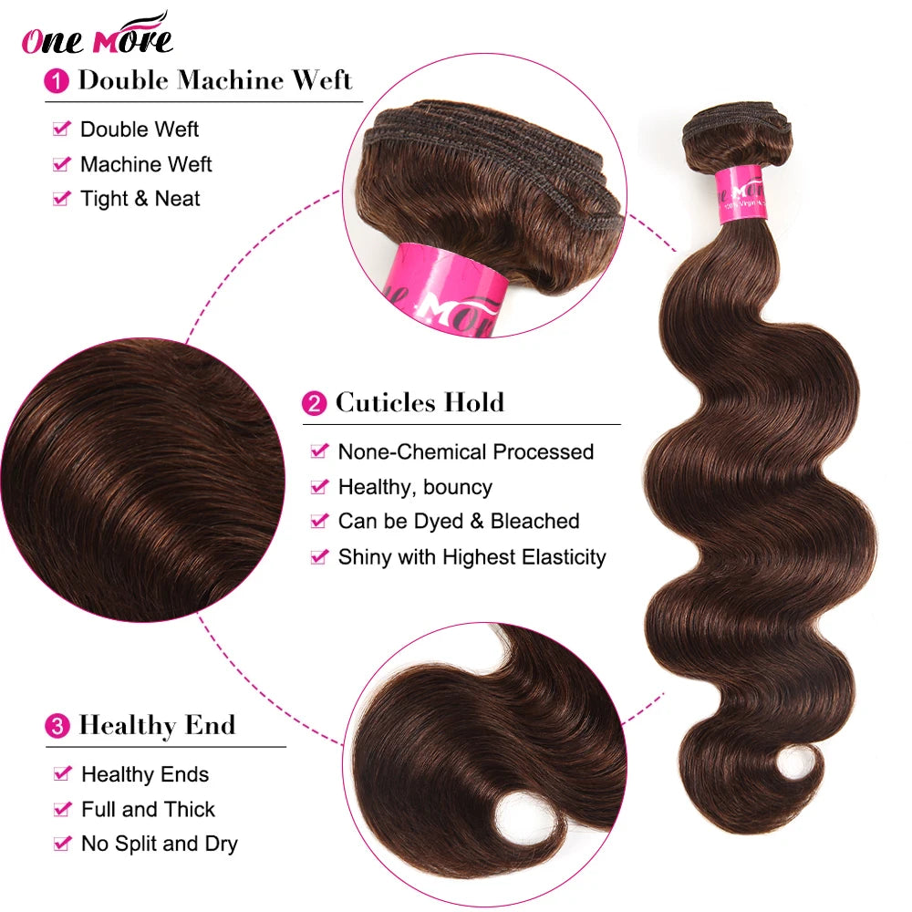 5x5 Closure With Bundles Chocolate Brown Body Wave Bundles With Closure 4x4 Ombre Colored Brown Human Hair Bundles With Closure