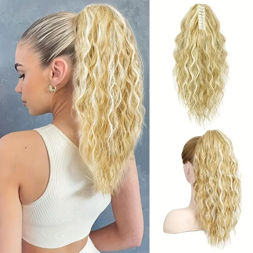 Chic Curly Wave Claw Clip Ponytail Extension | Natural-Looking, Easy Use Synthetic Hair for Everyday Elegance