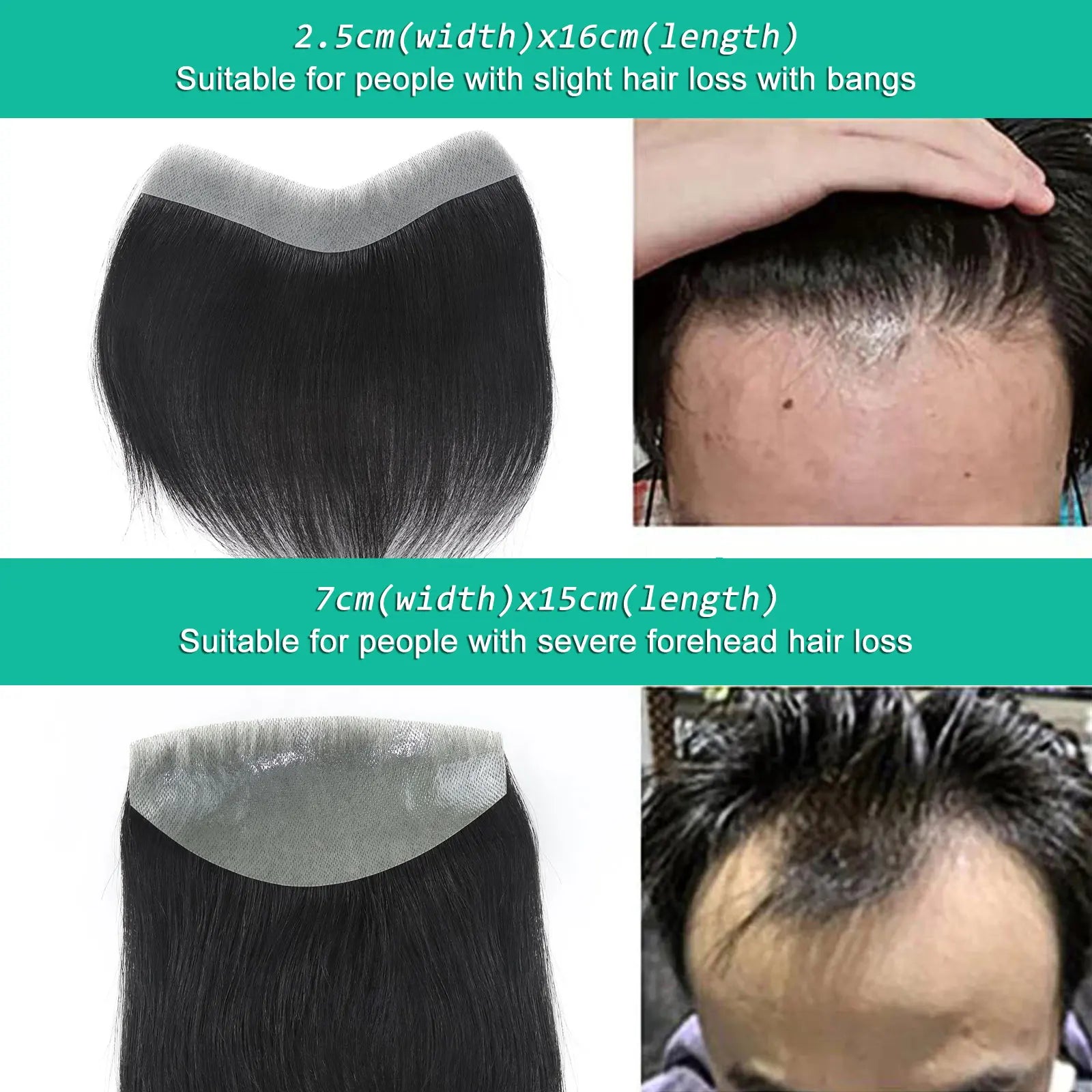 0.06mm Brown Straight Man Toupee V Style Frontal Hairline For Men 15cm Human Hair Ultra Thin Skin PU Men's Capillary Prosthesis