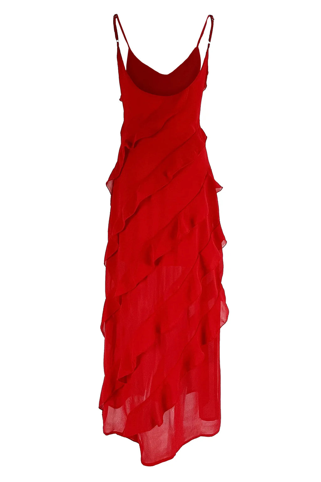 New 2025 Women's Ruffles Chiffon Maxi Dress Backlesss Split Sexy Porm Dress Red Long Summer Wedding Party Dress Elegant Vestidos