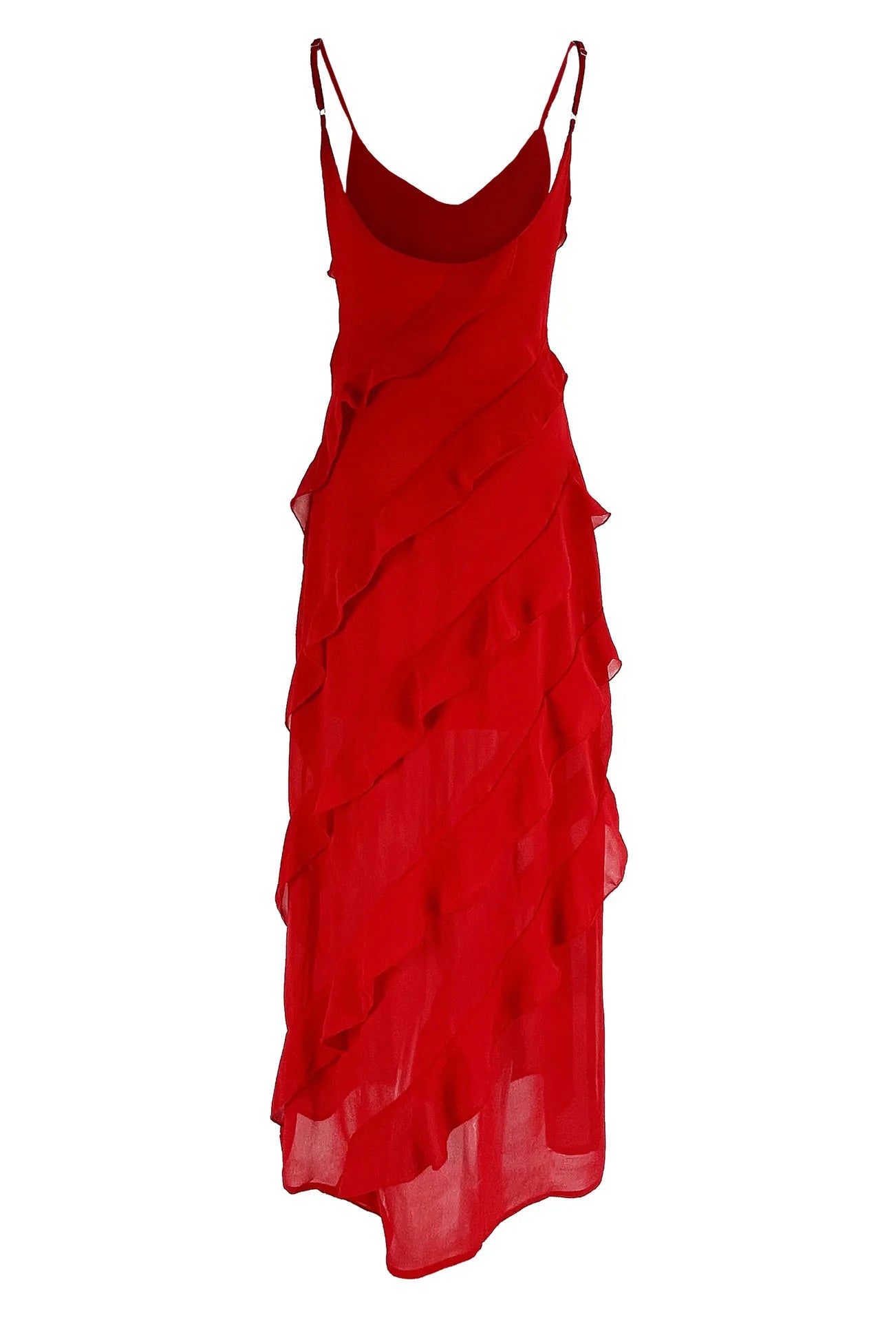 New 2025 Women's Ruffles Chiffon Maxi Dress Backlesss Split Sexy Porm Dress Red Long Summer Wedding Party Dress Elegant Vestidos