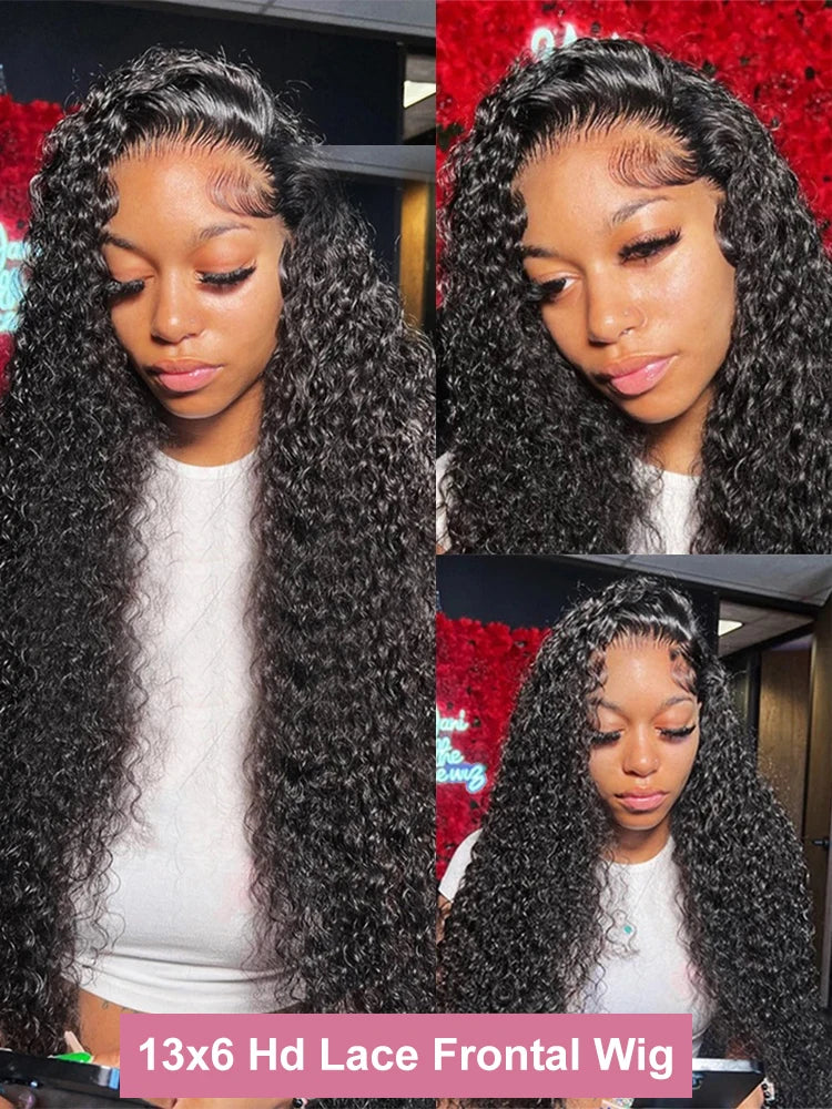 40 46 Inch 13x6 Hd Loose Deep Wave Lace Frontal Wig Brazilian 13x4 360 Full Water Curly Human Hair Wigs For Women 300% Density