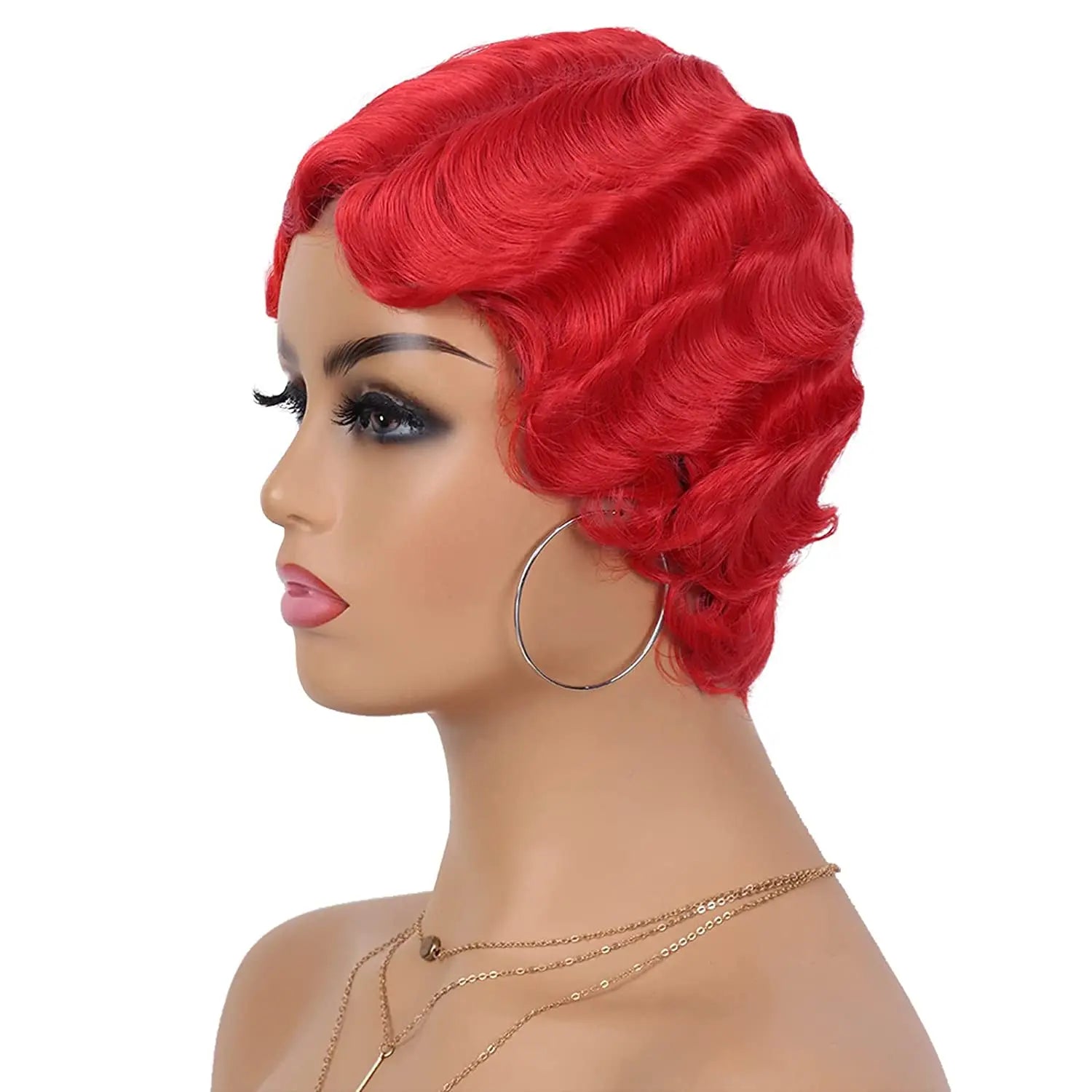 Finger Wave Synthetic Wig Short Mommy Hair Curly Wigs for Black Women Lady Nuna Wig 1920s Cosplay Costume Halloween Party
