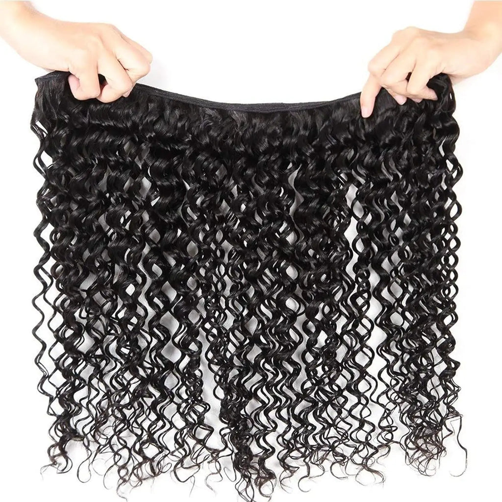 Malaysian Water Wave Bundles With Closure Wet and Wavy Curly Human Hair Bundles With Frontal Closure Remy Hair Weave Extensions