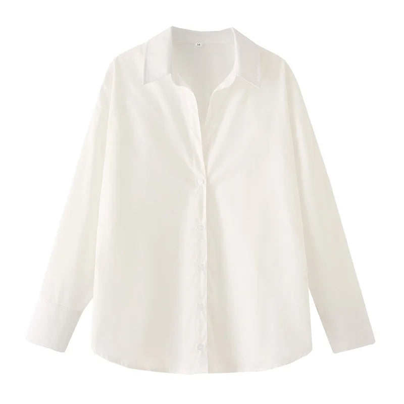 HXAO 2025 Shirts Blouses New Long Striped Shirt Women Long Sleeve Casual Shirts Large Tops Summer Plain Button Up Shirts 088