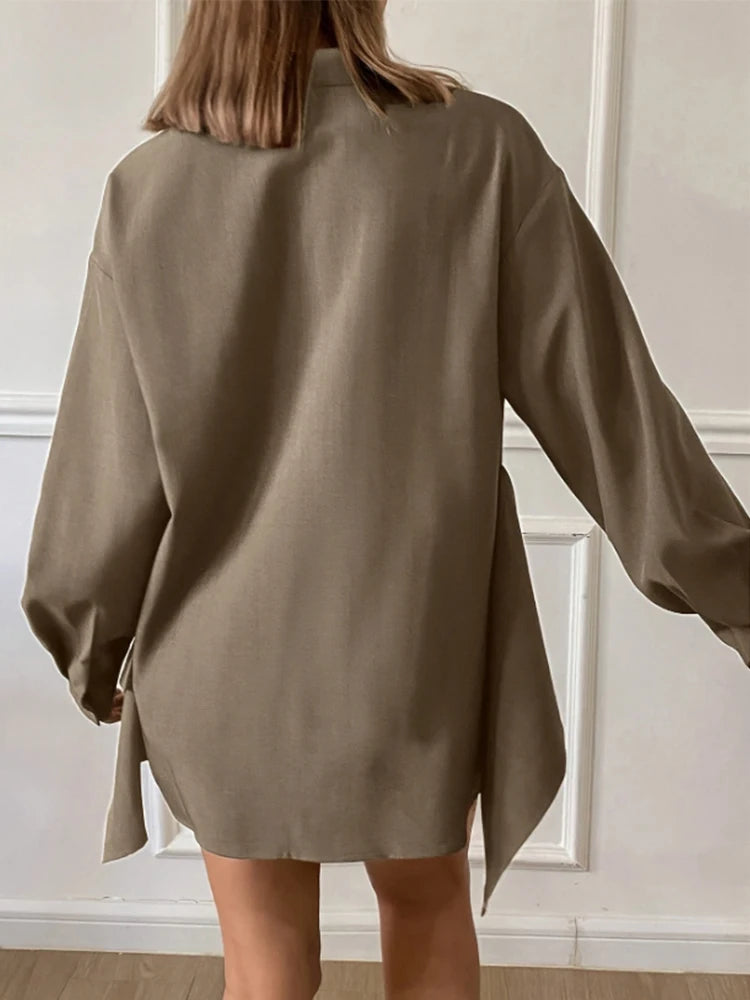 Women's Long Sleeve Shirt Stylish Single Breasted Self-cultivation T-shirt 2025 Spring Autumn New Commuter Minimalist Shirt