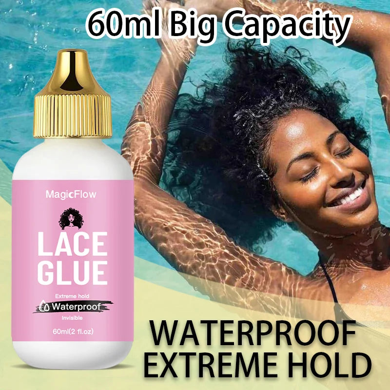 60ml/2fl.oz Waterproof Lace Wig Glue - Strong Hold, Invisible, Quick Dry & Easy Removal - No Odor Adhesive for All Wigs