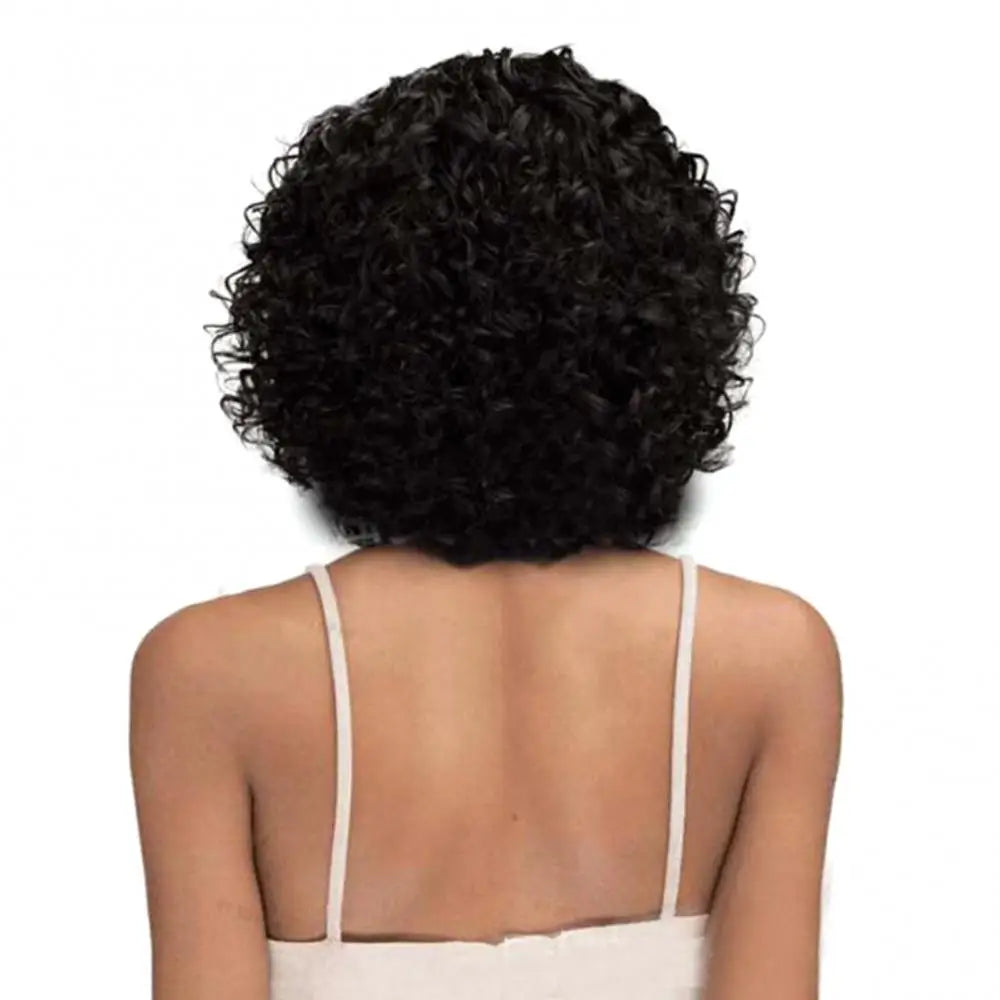 37cm Brazilian Stye African Water Wave Short Bob Wig Women Preplucked Curly Side Parted Cosplay Party Small Curvature Hair Wig