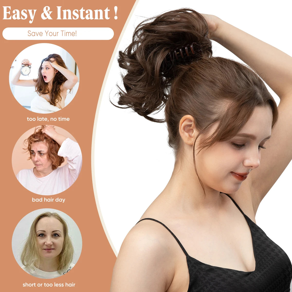 SARLA Premium Synthetic Diy Claw Clip In Ponytail Extensions Hairpiece Hair Bun Fake Blonde Natural Hair False Pigtail P026