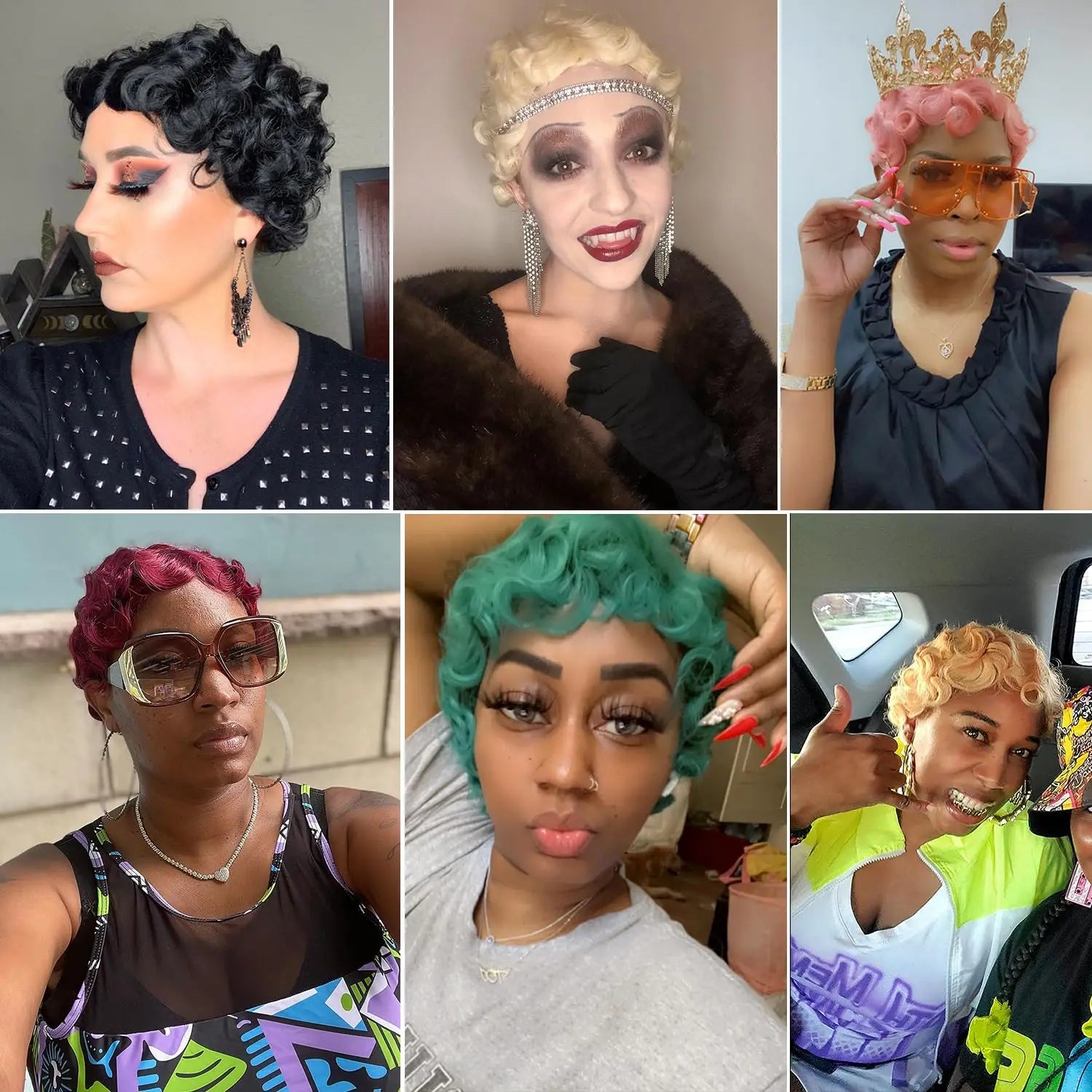 Finger Wave Synthetic Wig Short Mommy Hair Curly Wigs for Black Women Lady Nuna Wig 1920s Cosplay Costume Halloween Party