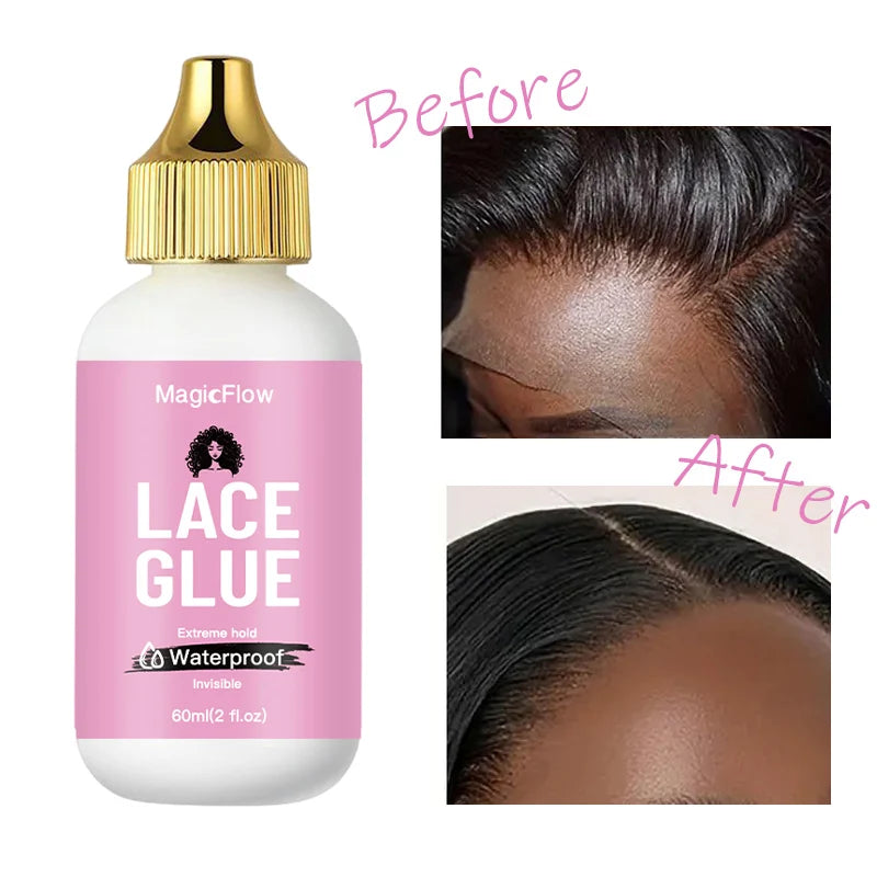 60ml/2fl.oz Waterproof Lace Wig Glue - Strong Hold, Invisible, Quick Dry & Easy Removal - No Odor Adhesive for All Wigs