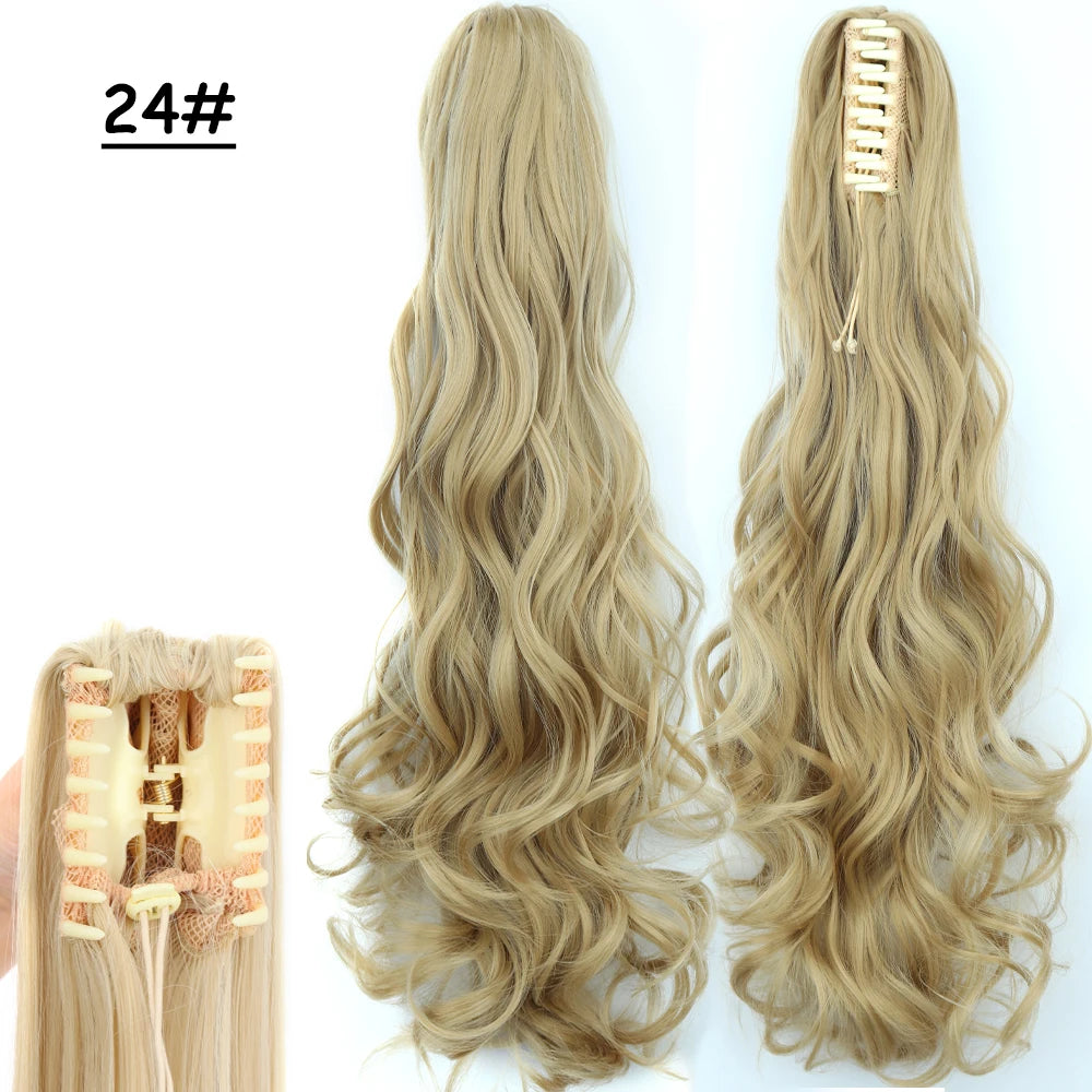 Synthetic Claw Clip Ponytail Hair Extension 24Inch Long Straight Ponytail Hair For Women Black Brown Pony Tail Hair Hairpiece