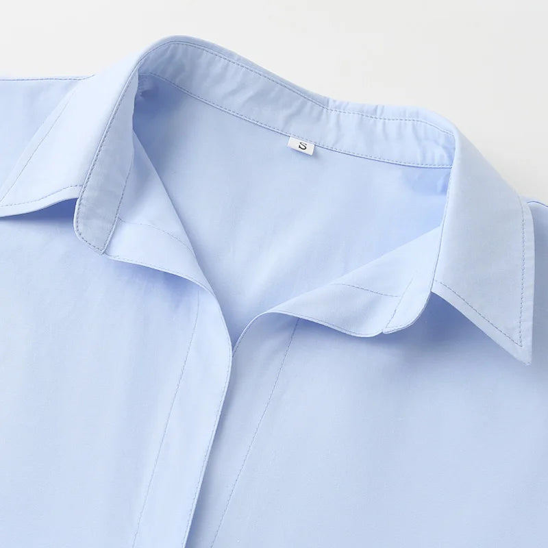 HXAO 2025 Shirts Blouses New Long Striped Shirt Women Long Sleeve Casual Shirts Large Tops Summer Plain Button Up Shirts 088