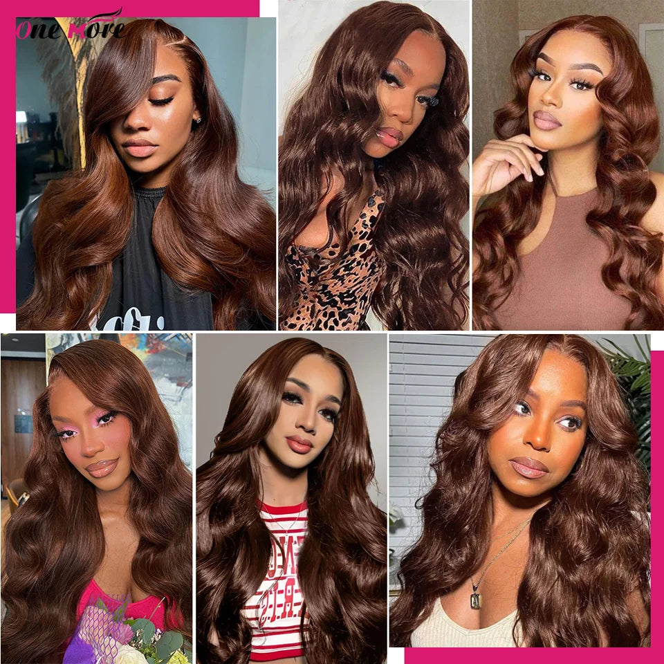 5x5 Closure With Bundles Chocolate Brown Body Wave Bundles With Closure 4x4 Ombre Colored Brown Human Hair Bundles With Closure