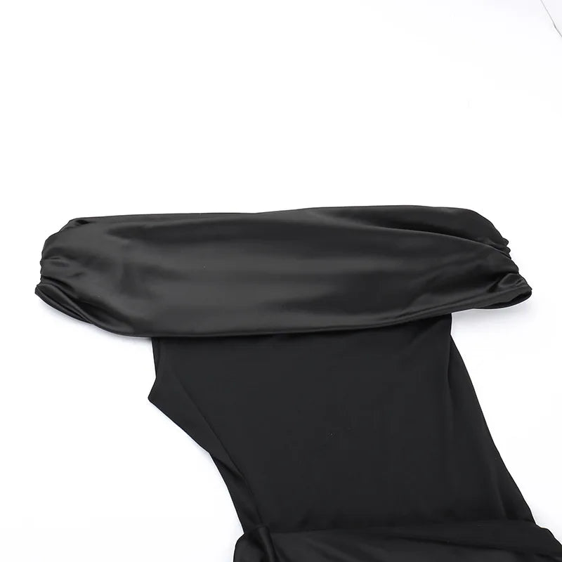 New Party Evening Dresses Elegant Black Slash Neck Maxi Dress For Women Fashion Short Sleeve Bodycon Banquet Vestidos Female