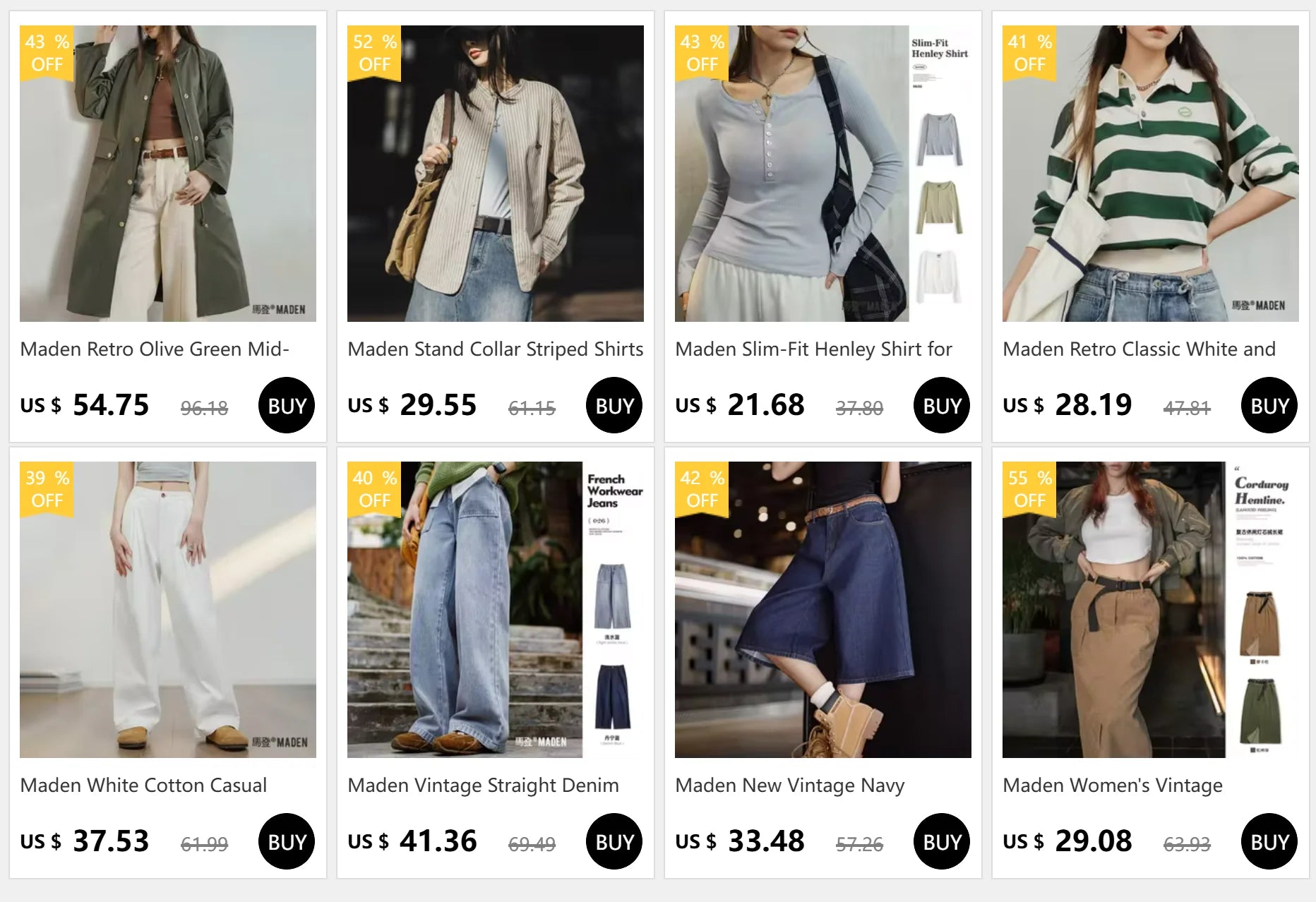 Maden 3/4-sleeved Shirt for Women Loose Blouse Batwing Sleeve Casual Breathable Stand Collar Tops Spring and Summer Blue Shirt