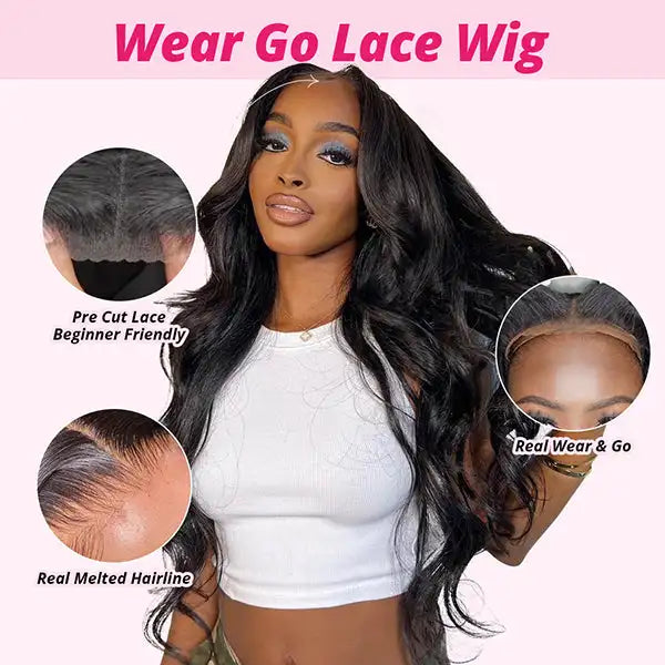 Ready to Wear 4x6 5x5 Pre Cut HD Lace Closure Glueless Wigs Human Hair Pre Plucked 36 Inch Brazilian Body Wave Lace Frontal Wigs