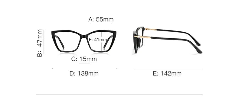 TFTB Fashion Trend Women Cat Eye Glasses Ultra Light TR90 Blue Light Blocking Alloy Optical Prescription Eyeglasses Frame 138mm