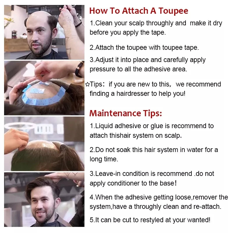 0.06mm Brown Straight Man Toupee V Style Frontal Hairline For Men 15cm Human Hair Ultra Thin Skin PU Men's Capillary Prosthesis