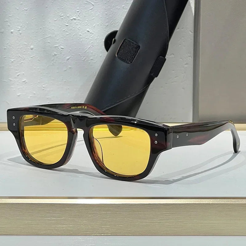Ins Thick Acetate LIMITED EDITION Square Sunglasses Designer Handmade Japan Fashion Style Classical Uv400 Eyeglasses