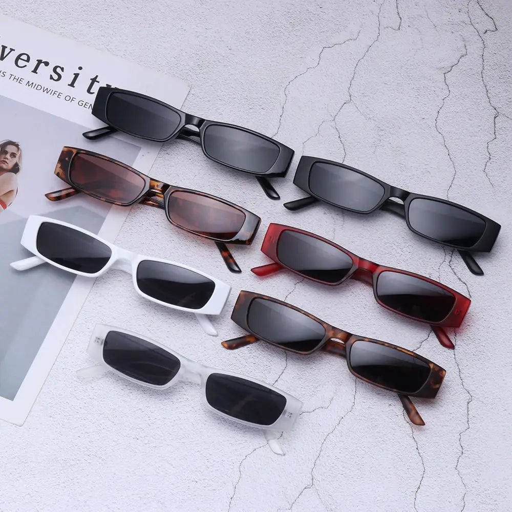 Retro Small Frame Sun Glasses Small Rectangle Sunglasses Vintage Square Narrow Sunglasses Trending Eyewear UV400