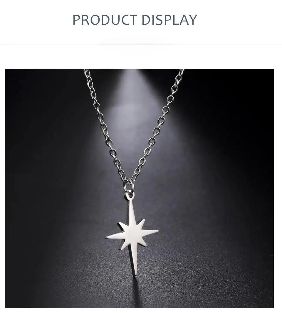 Lemegeton Simple North Star Pendant Necklace Fashion Women's Necklace Stainless Steel Starlight Choker Jewelry Lover Party Gift