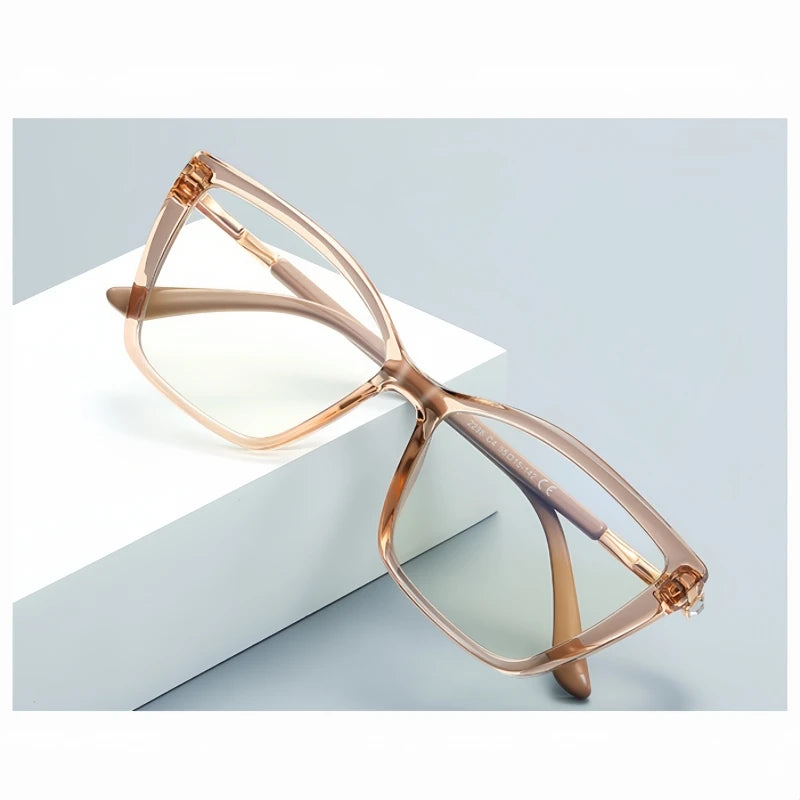 TFTB Fashion Trend Women Cat Eye Glasses Ultra Light TR90 Blue Light Blocking Alloy Optical Prescription Eyeglasses Frame 138mm