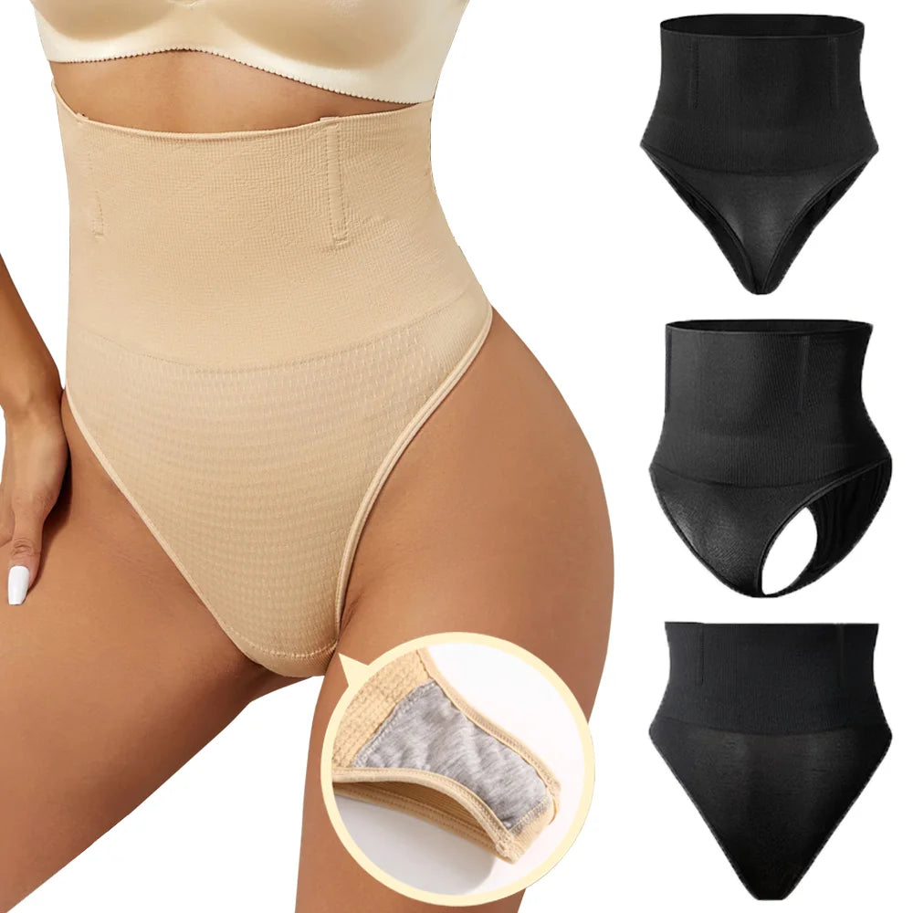 Women High Waist Tummy Control Panties Sexy Thong Panty Shapewear Belly Slimming Underwear Butt Lift Cincher Briefs Body Shaper