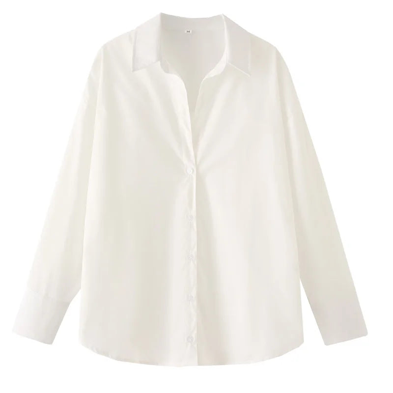 HXAO 2025 Shirts Blouses New Long Striped Shirt Women Long Sleeve Casual Shirts Large Tops Summer Plain Button Up Shirts 088