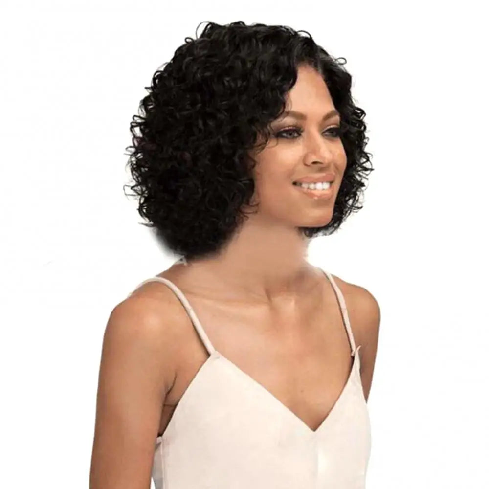 37cm Brazilian Stye African Water Wave Short Bob Wig Women Preplucked Curly Side Parted Cosplay Party Small Curvature Hair Wig