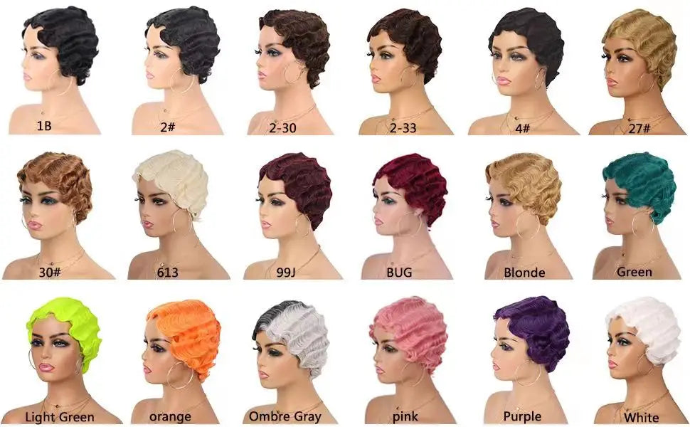 Finger Wave Synthetic Wig Short Mommy Hair Curly Wigs for Black Women Lady Nuna Wig 1920s Cosplay Costume Halloween Party